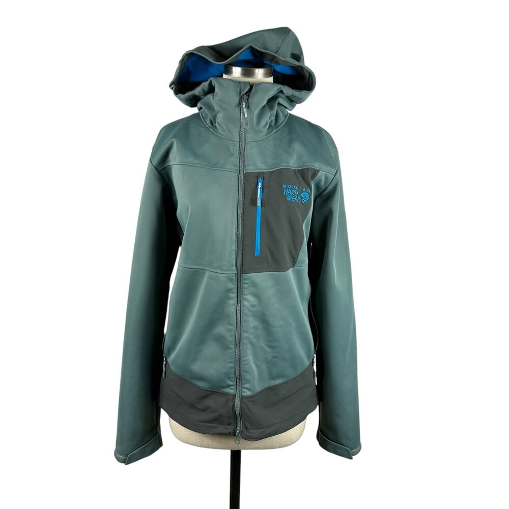 MOUNTAIN HARDWEAR Men's Teal Green Full Zip Hooded Airshield Jacket Size Small